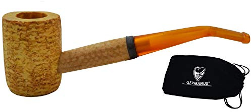 GERMANUS Original Corncob Pfeife - Classic, Bent 2 - Tabakpfeife inkl Pfeifenbeutel Sailor