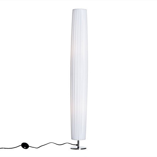 HOMCOM Lámpara de Pie Moderna para Dormitorio Comedor Salón (2 E27 Bombilla) Interruptor de y Bajo Consumo con Base de Acero Inoxidable 120 cm Blanco