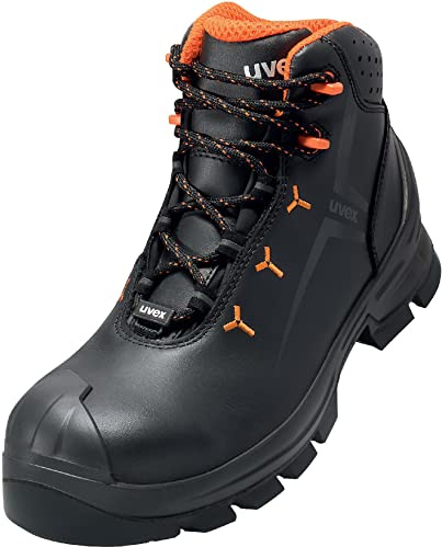 Uvex 2 botas de trabajo con cordones MACSOLE S3 HI HRO SRC, zapatos de seguridad para hombre y mujer, negro/naranja, talla 48