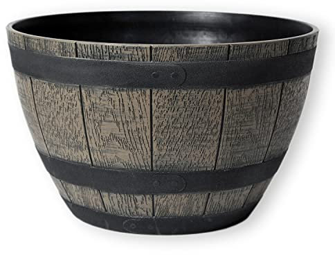 colourliving Pflanzkübel Pflanztopf rund 50 cm Weinfass-Optik Blumenkübel Blumentopf Blumenfass wetterbeständig