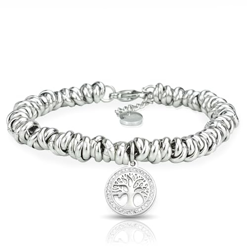 SAGA GIOIELLI® BRACCIALE DONNA ALBERO DELLA VITA ACCIAIO INTRECCIATO