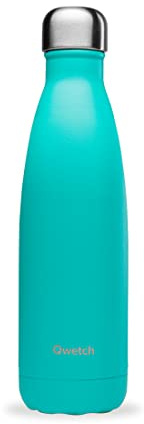 Qwetch - Bouteille Isotherme Pop Bleu Lagon 500ml - Gourde Nomade Inox - 24h Froid et 12h Chaud - Etanche, Sans BPA & Réutilisable - Gourde isotherme pour Sport, Voyage, Bureau, Randonnée