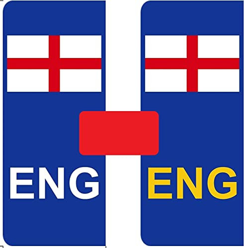 Number Plate Vinyl Stickers United Kingdom England Flag - ENG - 2 x set of 2 by Party Decor