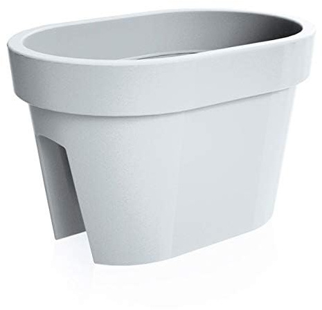 rg-vertrieb Blumentopf Balkonkasten für Geländer Blumenkasten Geländerkasten Geländertopf Pflanztopf Railing Balkontopf 4 Farben (400 Weiß)