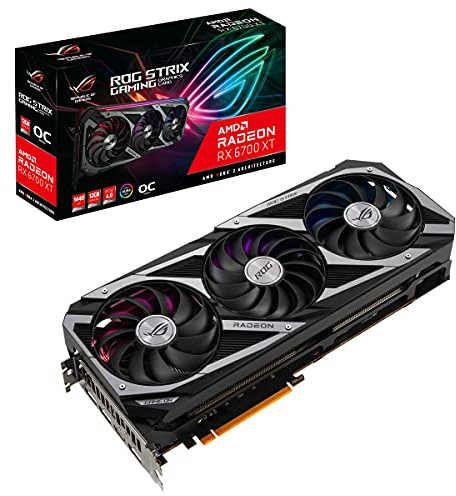 ASUS ROG Strix AMD Radeon RX 6700 XT OC Edition Gaming Graphics Card (AMD RDNA 2, PCIe 4.0, 12GB GDDR6, DisplayPort 1.4a, Axial-tech Fan Design, 2.9-slot, Super Alloy Power II), Black