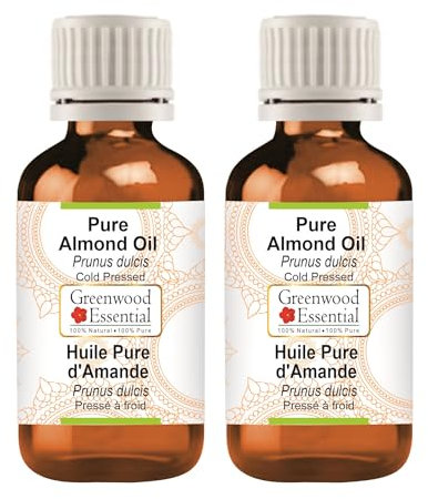 Greenwood Essential Naturreine Mandelöl (Prunus dulcis) Kaltgepresst 100ml X 2 (6.76 oz)
