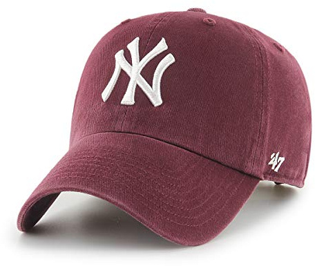 47 MLB New York Yankees Clean Up Unisex-Baseballkappe, Verstellbar, Hochwertiges Design, White Logo, Dark Maroon