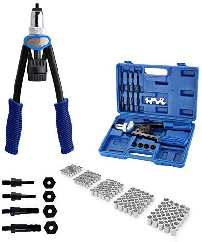 Profi Nietzangen-Set,Nietmutternzange Hebel M5 bis M12 und Nietmuttern Sortiment Stahl 150 teilig