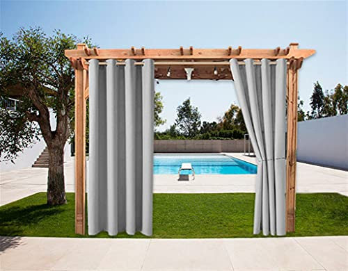 SK Studio 1 Stück Outdoor Vorhänge Aussenvorhang Garten Verdunkelung Outdoor Gardinen Blickdicht Winddicht Wasserabweisend Sichtschutz Sonnenschutz UVschutz Grau, 132x241cm(B x H)