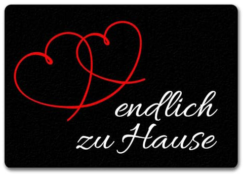 speecheese Fussmatte Endlich zu Hause mit lustigem Spruch schwarz rutschfeste Türmatte witzig Schuhabstreifer die perfekte Geschenkidee Spruch-Geschenke Heimat-Liebe Wohnung Haus