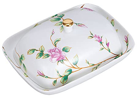 sararui Mantequera Plato de Mantequilla Plato de cerámica Plato Plato Mantequilla Plato Caja diseño diseño Plato 1pc Mantequillera con Tapa