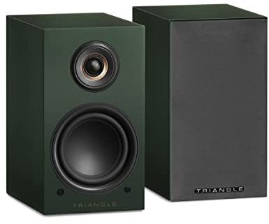 Triangle - Enceintes Actives LN01A - Enceintes Bibliothèque Bluetooth avec Amplificateur 2 x 50W - Audio HD - Entrées Phono/Platine Optique & Sortie Caisson -165 x 291 x 225 mm– Vert Anglais (Paire)