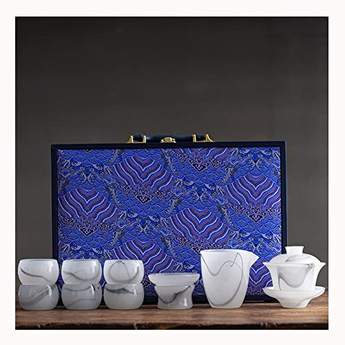 KISOARTWQ Service a The theiere avec infuseur Tasse thé theiere Porcelaine Ensemble de 10 Tasses à thé en Jade, théière Verte Moderne, Ensemble de Pique-Nique Portable Tout-en-Un, Sac cad