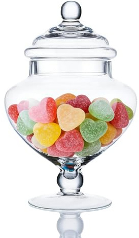 Bonbonglas Glasbehälter mit Deckel, Lebensmittelechter Vorratsglas aus Glas, Wiederverwendbar Aufbewahrungsgläser, für Kekse, Süßigkeiten, Gelee, Schokolade, Marshmallows für Partys, Feste, Hochzeiten