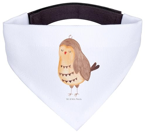 Mr. & Mrs. Panda Hundehalstuch Eule Zufrieden - Geschenk, Müde, glücklich, Halstuch für Hund, Hunde, Hals Tuch, Hochzeitstag, Waldtier, Bandana