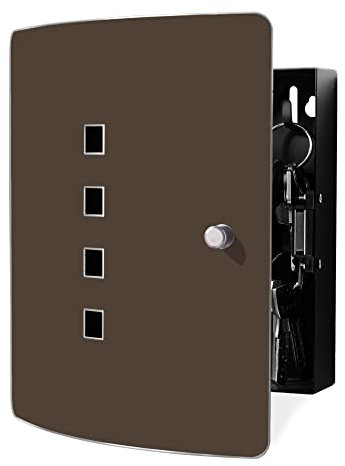 banjado Design Schlüsselkasten aus Edelstahl für 10 Schlüssel/Schlüsselbox zur Schlüsselaufbewahrung 24 x 21,5 x 7cm groß mit praktischem Magnetverschluss/Motiv Schokobraun