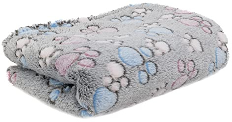 BOUTIQUE ZOO Hundedecke Katzendecke | Fleecedecke für Hunde und Katzen | Kuscheldecke für Haustiere | Decke für Kleine Mittlere Hunde Katzen | Farbe: Grau Pfoten | Große: 100 x 150 cm