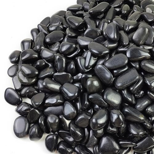 YISZM Ciottoli neri decorativi naturali da 9,1 kg, 1,8-3 cm, lucidi, per piante, vaso, acquari, paesaggistica, giardino, esterni, interni, fai da te