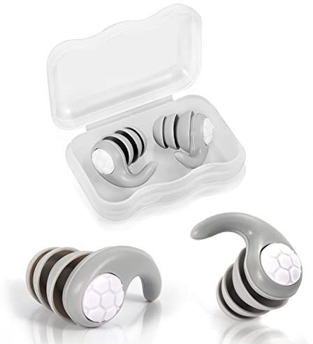 SAVITA Swimming Ear Plugs, Soft Reusable Waterproof Ear Plugs Silicone Noise Reduction Earplug for Adults Swimming Surfing Showering for Quiet Studying (Grey), 1.0 count, Pack of 1