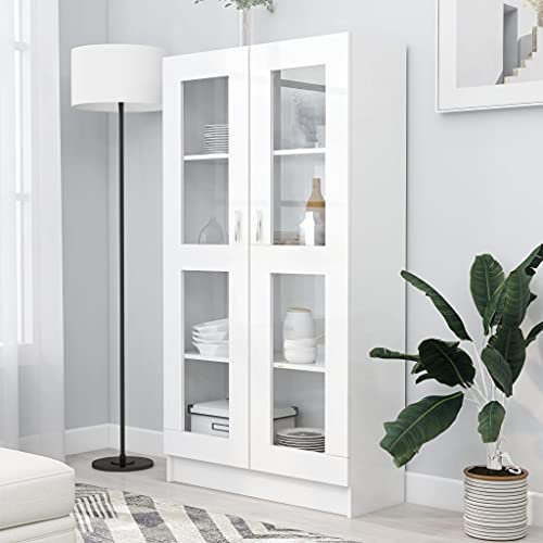 INLIFE Vitrinenschrank Weiß 82,5x30,5x150 cm Holzwerkstoff,Weiß,39.5KG,802759