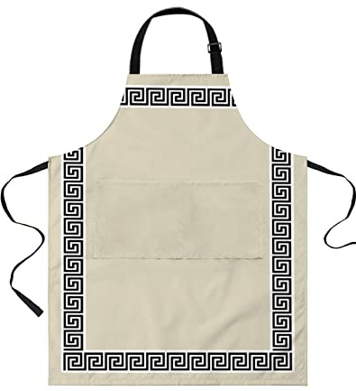 408 Grembiule Per La Pulizia, Reticolo Delle Mattonelle Di Geometria Cinese Tradizionale Nero Beige Grembiule Pittura Facile Da Pulire Grembiule Da Personalizzato Grembiuli Da Cuoco Per Lavoro