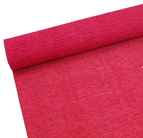 Rollo de papel crepé de alta calidad de 70 g para hacer flores, color blanco, verde, rosa, hojas de papel crepé, 25,4 cm de ancho, 2,4 m de largo (rojo oscuro)