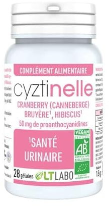 Cyztinelle Bio - Cranberry (Canneberge), Bruyère, Hibiscus - 50mg de proanthocyanidines - 28 gélules