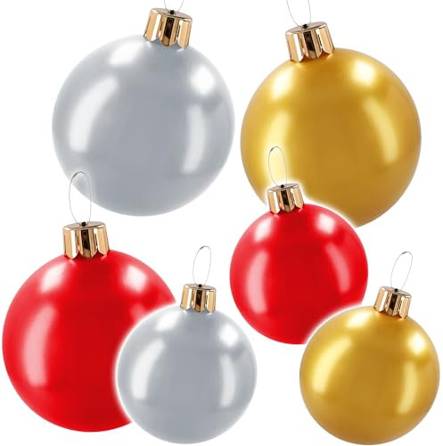 alles-meine.de GmbH große XXL - Weihnachtsbaumkugel - Farbe & Größe wählbar - ø 65 cm - aufblasbar Innen & Außen - wetterfest + wasserfest - rot Weihnachten bruchfest - Kun..