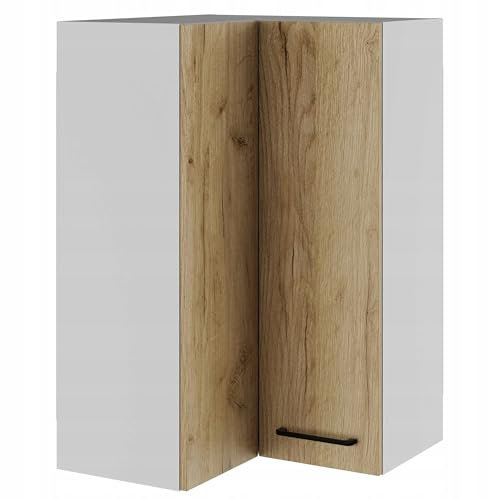 Laclar Eckhängeschrank TAFLA- Küchenoberschrank - ohne Griffe - Montage an Leiste - Moderne Küchenmöbel - praktische Aufbewahrung - langlebig und kombinierbar - Eiche Craft Gold - 60x30x92 cm