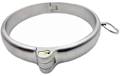 Edelstahl Neck Kragen Zurückhaltung Metall Sex Halsbänder Sklaven O-Ring Abschließbar BDSM Bondage Halsband Halsreif Fetisch Halsfessel Sexspielzeug für Paare,Silber,Ø 13.7cm