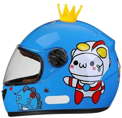 GAORUTO Casco Integral de Motocicleta para niños, Casco de Scooter Aprobado por ECE con Visera Solar y Bufanda extraíble, Casco de Scooter para niños y niñas de 3 a 12 años A-6,48-55CM