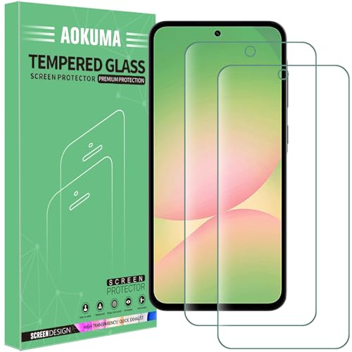 AOKUMA [2 stycken skärmskydd i härdat glas till Samsung Galaxy A57 5G skärmskydd, 9H hårdhet, anti-repor och fingeravtryck, skärmskydd Samsung A56/A36/S24 FE/A57/A37/A27