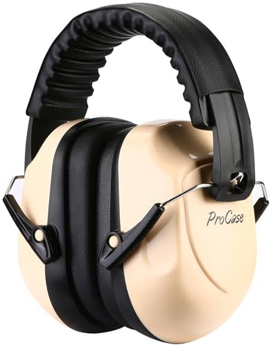 ProCase Noise Reduction Ear Muffs, Sound Proof Ear Protection, NRR 28dB Noise Cancelling Headphones for Adults Kids Autism, Hearing Protection for Shooting Gun Range Mowing -Beige
