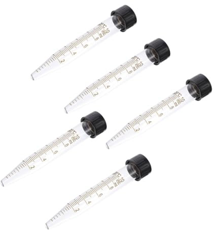 BUGUUYO 5pièces Tubes Centrifuges Verre Avec Bouchons à Vis Tubes Essai à Fond Conique Précis Pour Laboratoire Et Expériences Scientifiques