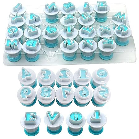 PRETYZOOM 36 Pezzi Per Goffratura A Stantuffo in Abs Numeri 0-9 Lettere Strumenti Per La Cottura Per Decorazioni Di Torte Sky-