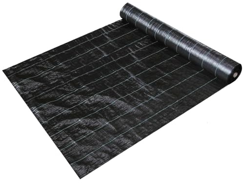 Hebitod Unkrautvlies 100g/m² Unkraut 50m² [50 g/qm], UV-Stabilisierung 1m x 50m Gartenfolie,Mulchfolie Unkrautschutz– Reißfestes Unkraut-Flies, Schwarz