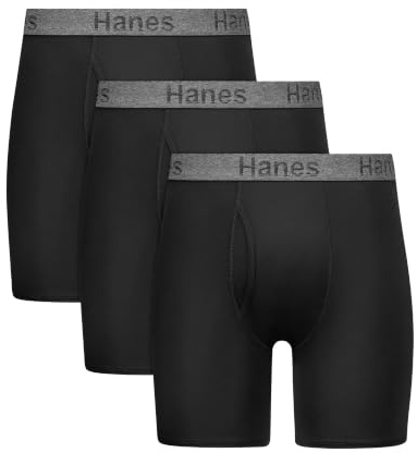Hanes Men's Stay Dry Pouch Boxer Briefs, Performance Stretch Boxer Brief with Leak Protection, 3-Pack