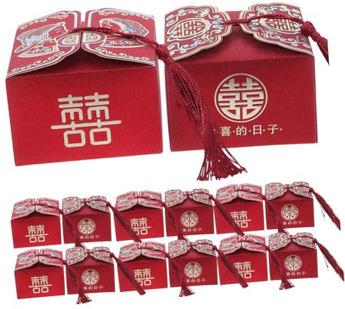 UTHCLO 20stücke Hochzeitsgeschenkböxchen Im Traditionellen Chinesischen Stil Mit Quasten Für Feiern Taufen Und Geburtstagsfeste Elegante Gastgeschenkboxen Für Besondere Anlässe