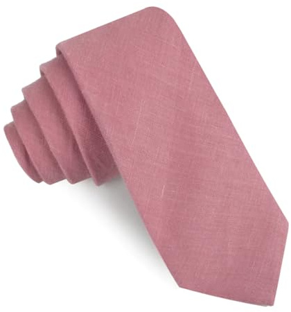BHHJKK Schmale Krawatte aus Leinen für Herren – perfekte Krawatte für Trauzeugen, Hochzeitskrawatten oder formelle Anlässe, Altrosa, One size