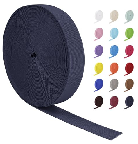 LEREATI Goma Elastica Costura 20mm x 16m Cinta Elastica Banda Plana Trenzada Cinchas Tapiceria, Elástico para Coser Ropa, Pantalones, Costura y DIY Manualidades (Azul Oscuro)