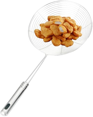 Scolapasta a ragno | Scolapasta in filo di acciaio inossidabile | Gadget da cucina appendibile con manico lungo per tagliatelle, filtro olio, pentola calda, cottura