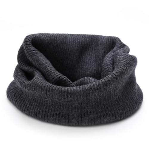 YWTAENOH Bufandas de cachemira para hombre y mujer, calentadores de cuello de punto circular, bufandas gruesas, calentadores de cuello infinito, gris oscuro, Talla única