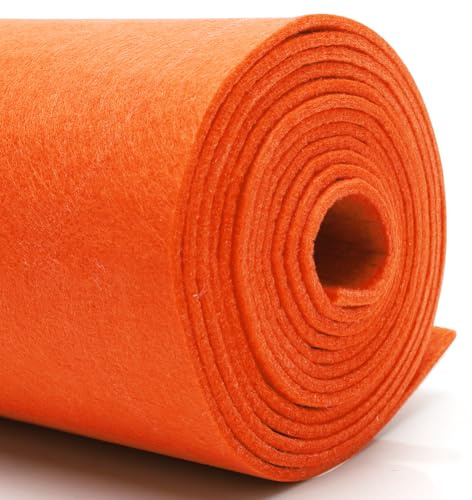 DIY Filz stoff 40cm x 250cm - 3mm Stärke Bastelfilz in Einzelfarben Filzstoff meterware Für filzmatte，taschenfilz,filzmatte,Polster, Autoteppiche,Untersetzer-nadelfilz 3mm stark-Hellorange rot filz