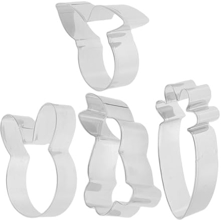 TOYANDONA Tagliabiscotti Pasquali in Acciaio 4 Pezzi, Stampi Per Biscotti Coniglietto e Forma, Utensili Per Dolci Fatti in Casa, Set Per Festa Di Pasqua
