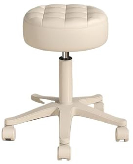 SHENJMAI Drehhocker auf Rollen Rollhocker auf Rädern, rosa, beige, Stuhl, Kommode, Schönheitssalon, Friseurstuhl, verstellbar, Barbershop(Beige 1)