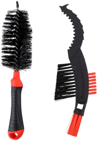 CIYODO Kit Limpiador de Cadena de Bicicleta 2 Piezas Cepillo de Nylon Rojo para Engranajes y Ruedas Herramienta de Limpieza Resistente para Mantenimiento y Cuidado de Bicicletas