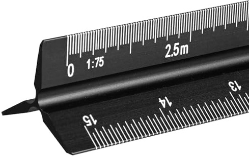 Dreikantmaßstab Aluminium Maßstab Lineal 30 Cm Maßstabslineal Dreikant Ruler Metrische Maßstab 1:20, 1:25, 1:50, 1:75, 1:100, 1:125 Scale Ruler für Architekten Zeichner Ingenieure