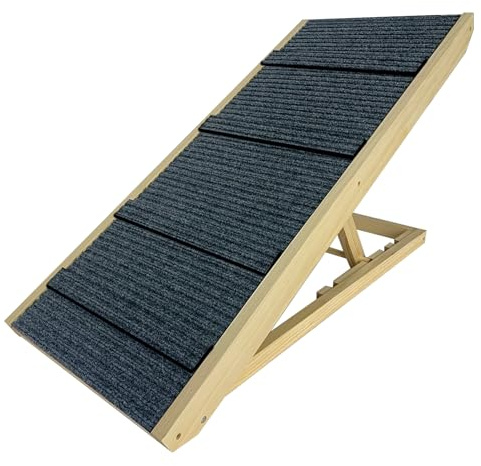 XMTECH 100 cm Faltbare Hundetreppe aus Kiefernholz – Outdoor Dog Stairs & Hunderampe, rutschfest, bis 100 kg, tragbar, max. Höhe 60 cm, Haustierleiter für große Hunde & Katzen