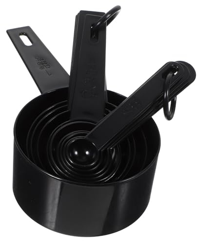 Healeved Medidoras para Hornear 10 Piezas con Escala Precisa, Kit y Tazas Medidoras de Negro, Herramienta de Medición para Cocina y Repostería