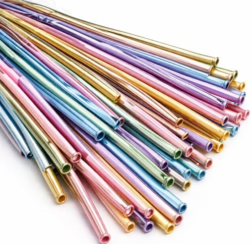 100 Pcs Chrome Modelling Balloons, Mixed Colour Long Balloons, 260Q Twisting Chrome Latex Balloons for Animals Shape, Birthday, Wedding, Party Decorations, Long Props & Event Styling